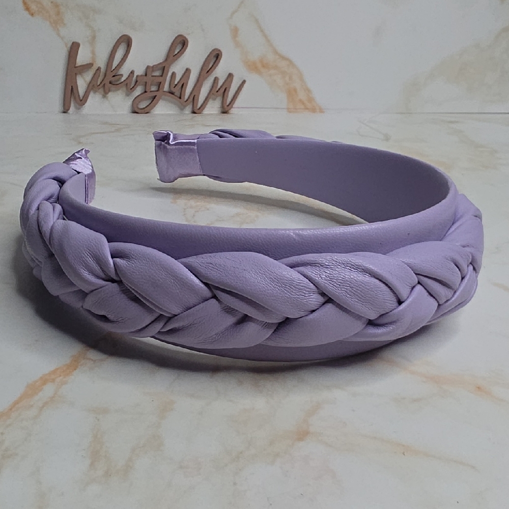 Braided Faux Leather Purple Headband